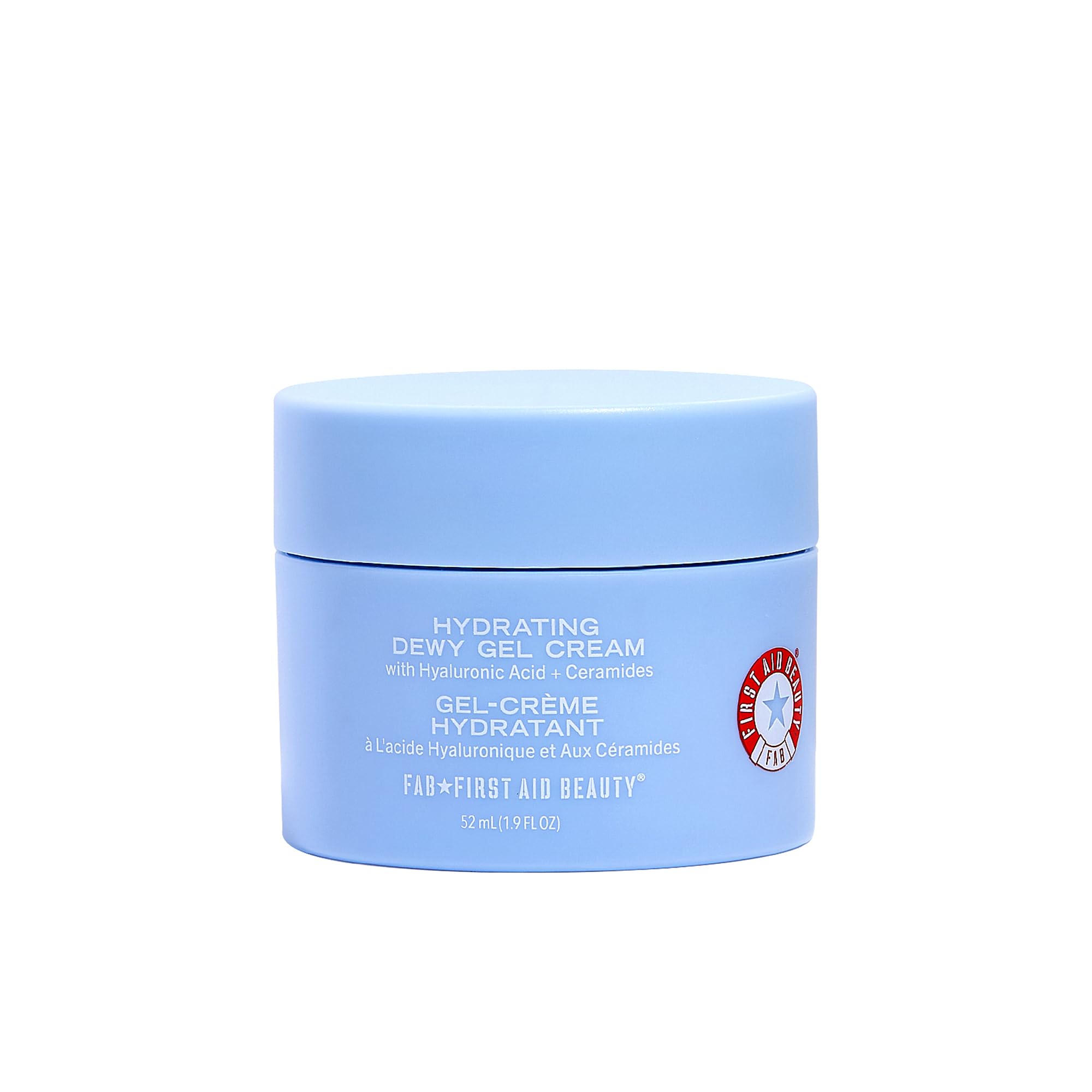 First Aid Beauty gel-crème hydratant, emballage clair et élégant.
