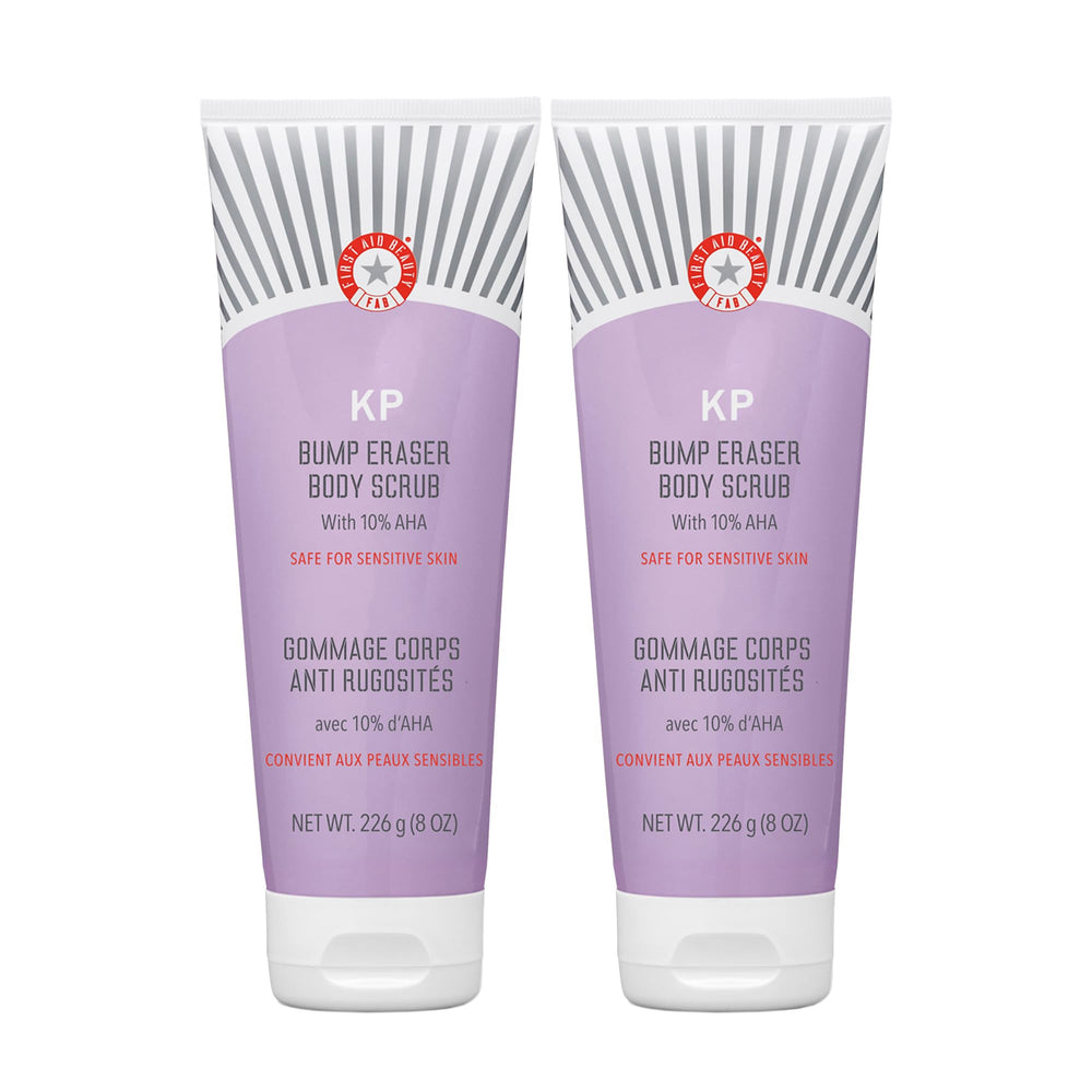 First Aid Beauty KP Bump Eraser dans emballage; gommage exfoliant doux prêt à tester