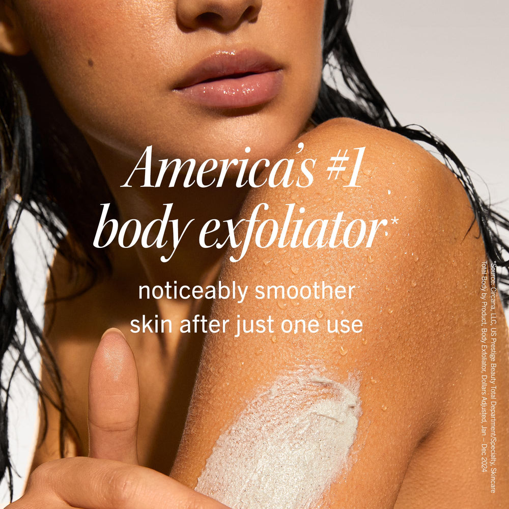 First Aid Beauty Exfoliant Corps AHA10; action en douceur pour déloger les cellules mortes.