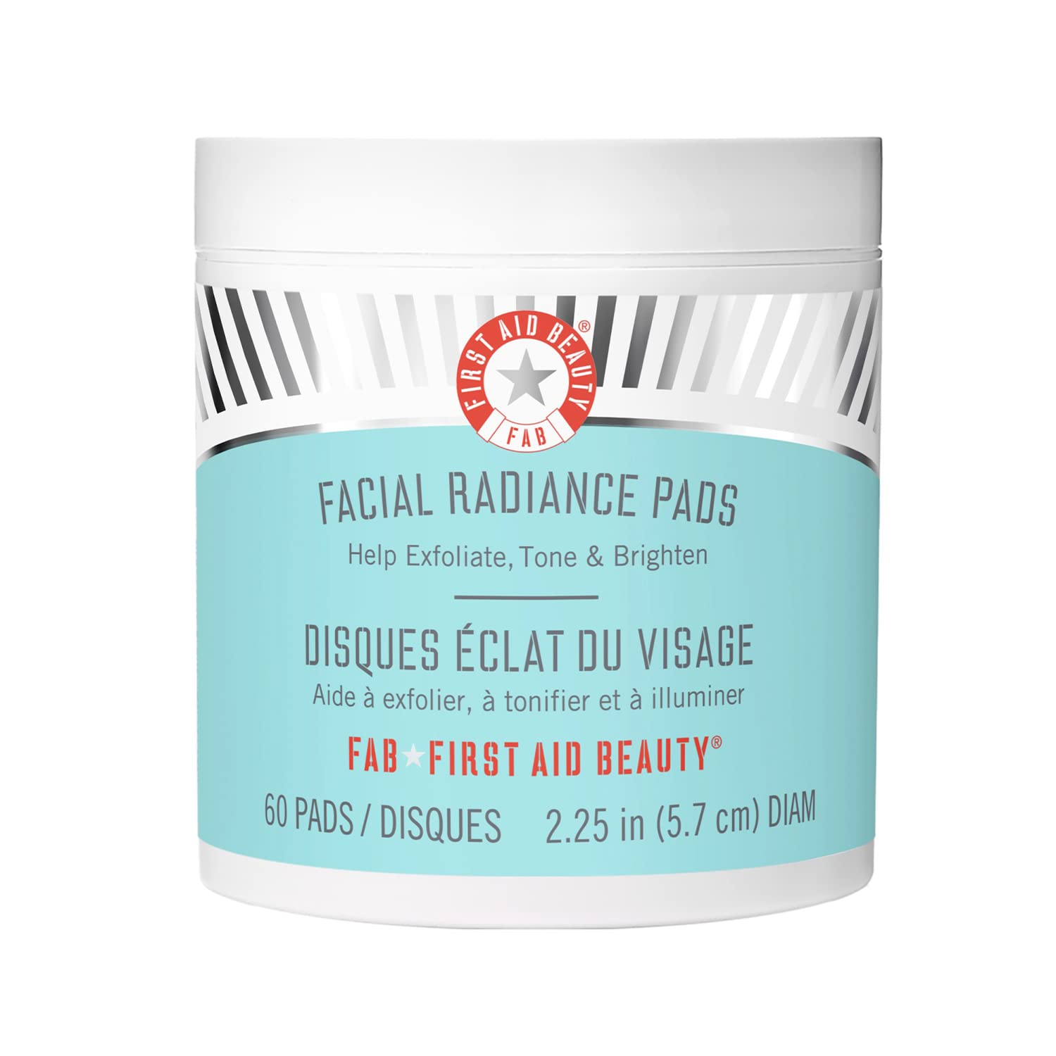 First Aid Beauty Facial Radiance Pads emballage élégant pour exfolier en douceur.