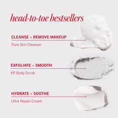 Gommage corps KP First Aid Beauty, grain fin pour peau douce.
