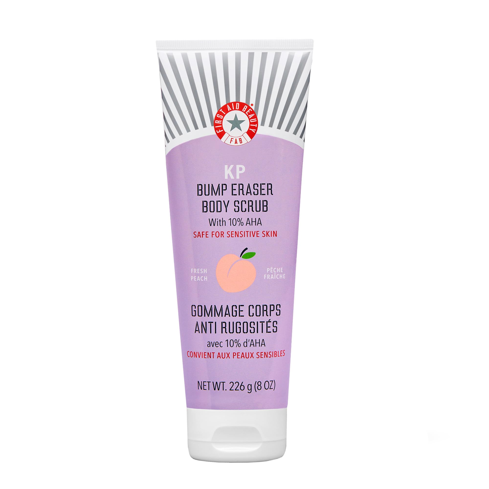 First Aid Beauty KP Bump Eraser pot gommage corporel; peau plus lisse après l'utilisation.