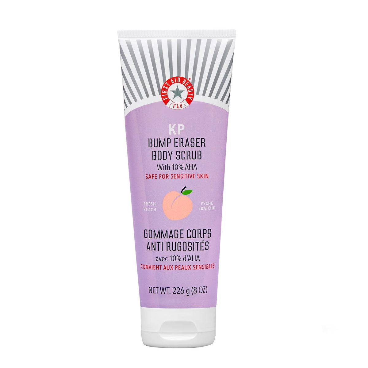 First Aid Beauty KP Bump Eraser pot gommage corporel; peau plus lisse après l'utilisation.
