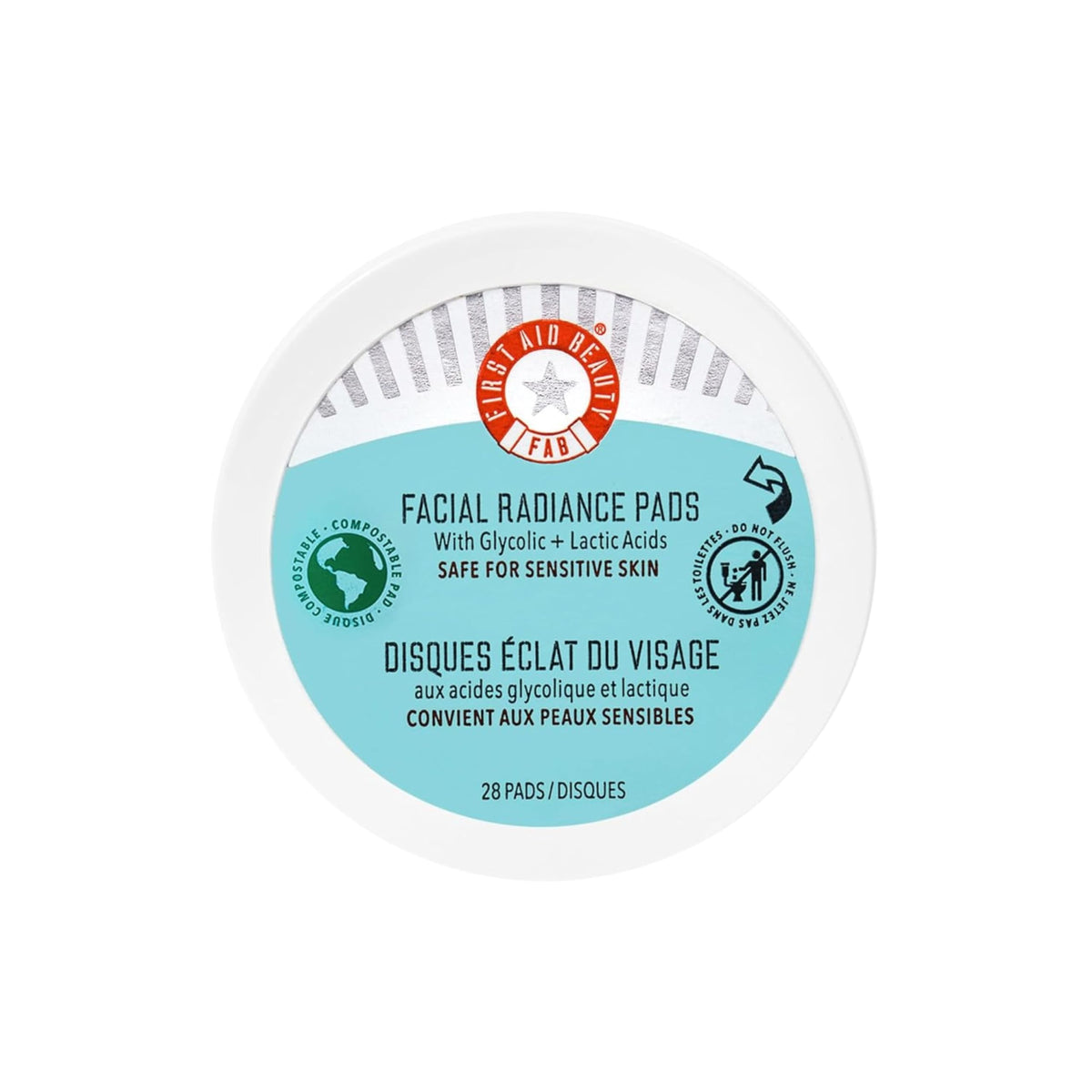 First Aid Beauty pads-rayonnement-emballage : éclat prêt à maquiller