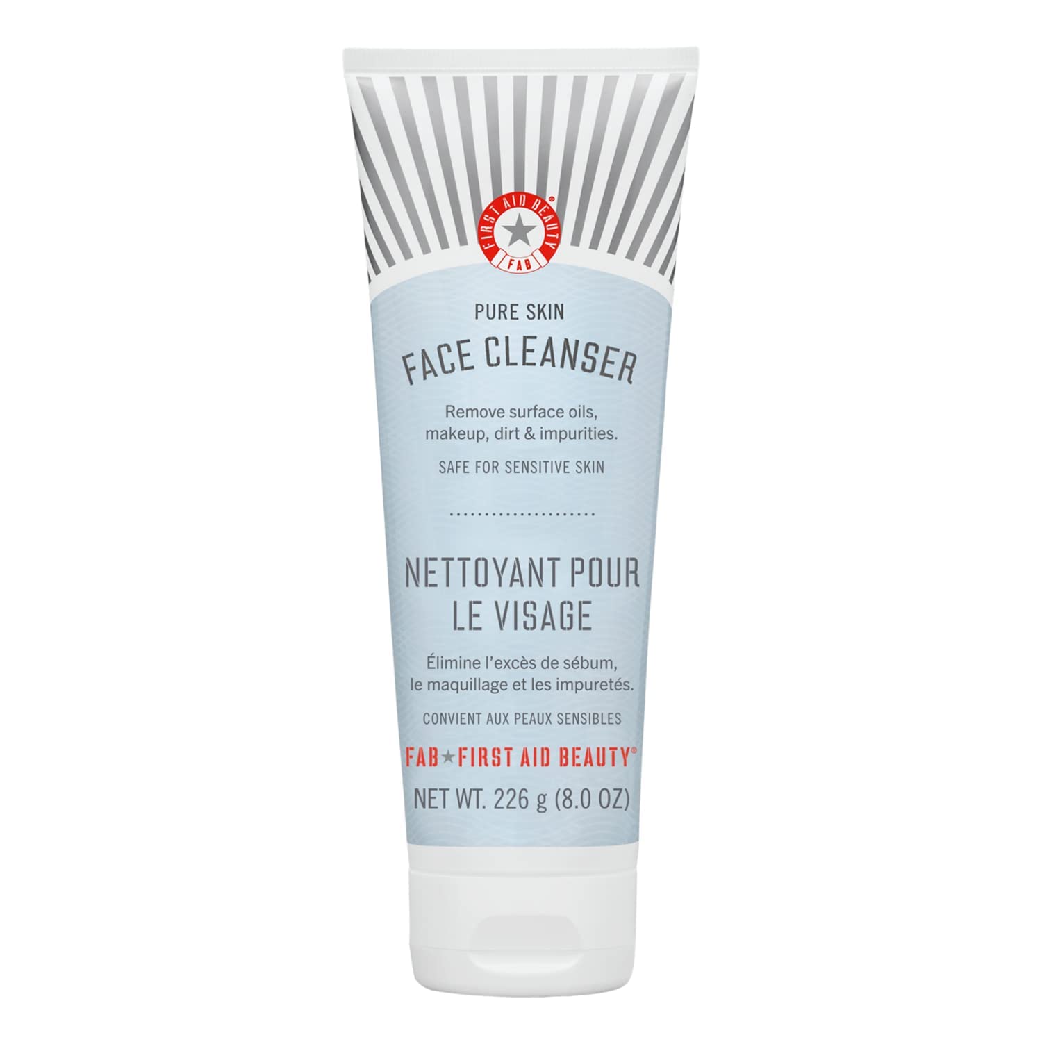 First Aid Beauty Pure Skin Face Cleanser, bouteille elegante et pratique.