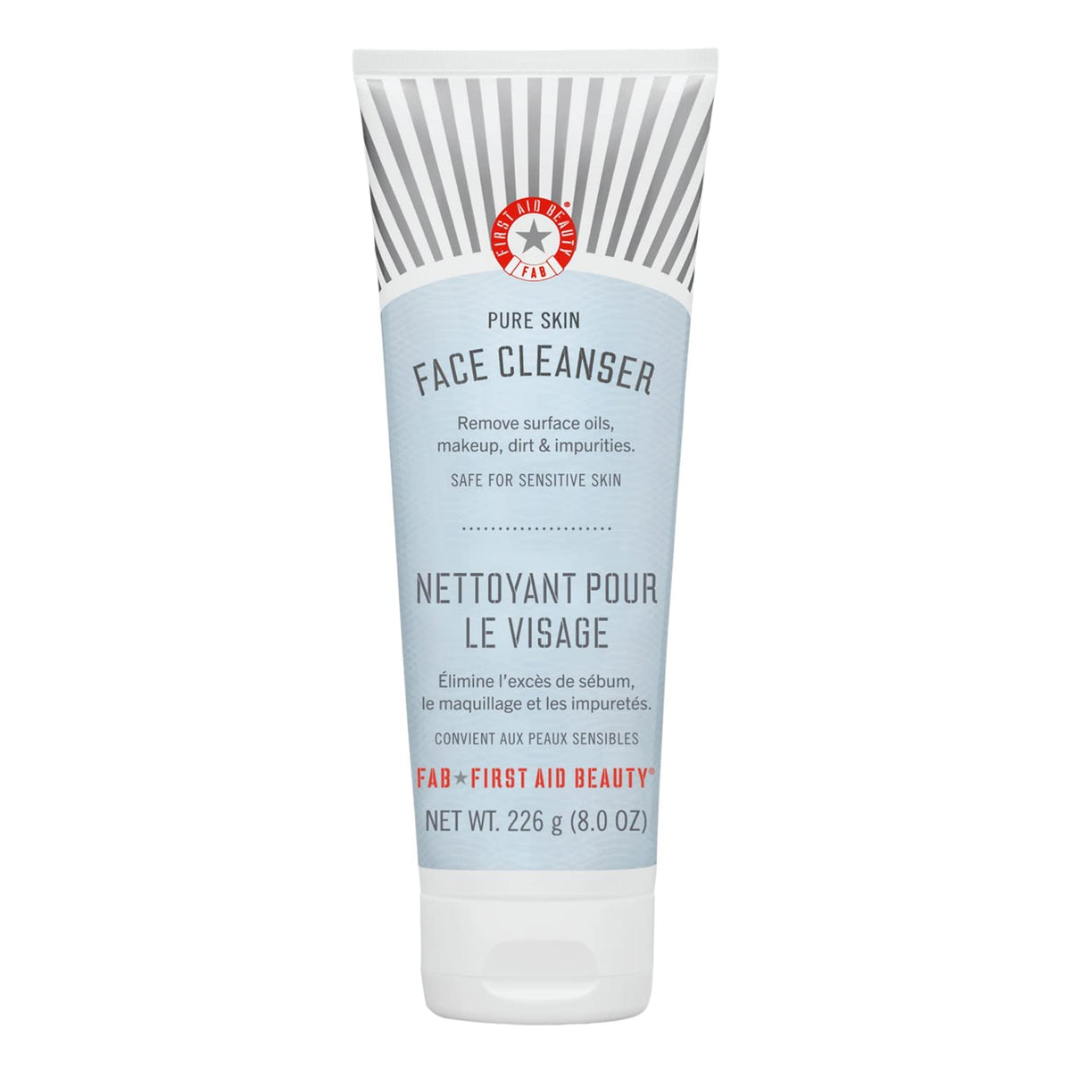 First Aid Beauty Pure Skin Face Cleanser, bouteille elegante et pratique.