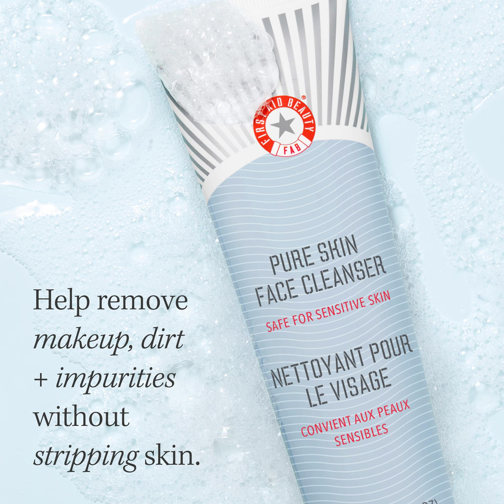 Etiquette epuree du flacon First Aid Beauty Pure Skin Face Cleanser.