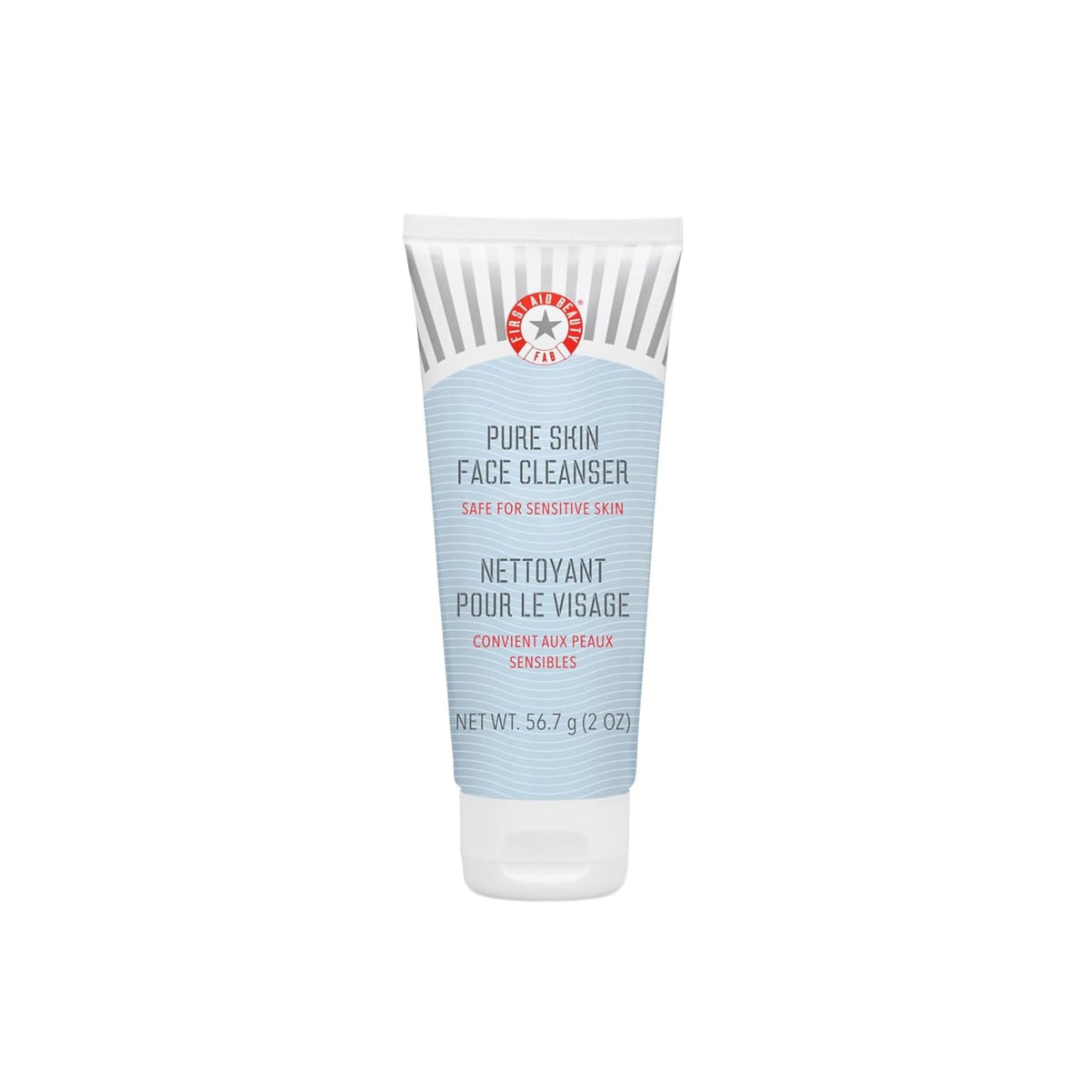 First Aid Beauty Pure Skin Face Cleanser – flacon 2 oz, démaquille sans dessèchement.