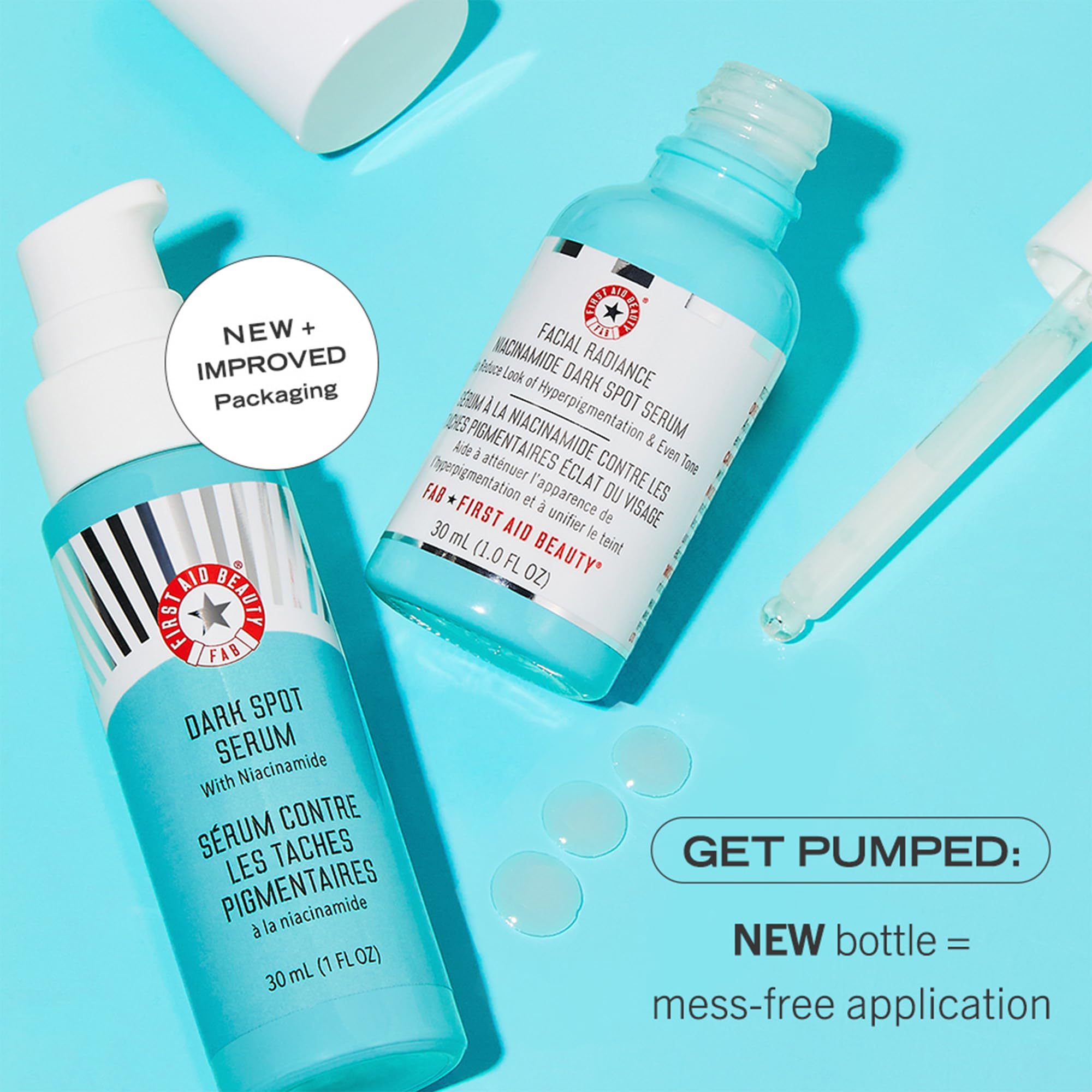 Application quotidienne du sérum First Aid Beauty dans votre routine beauté.