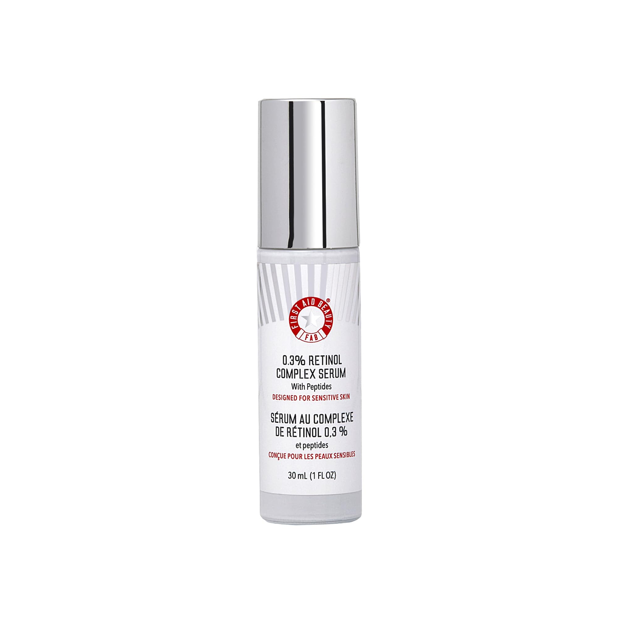 Sérum First Aid Beauty au rétinol et peptides, flacon élégant.
