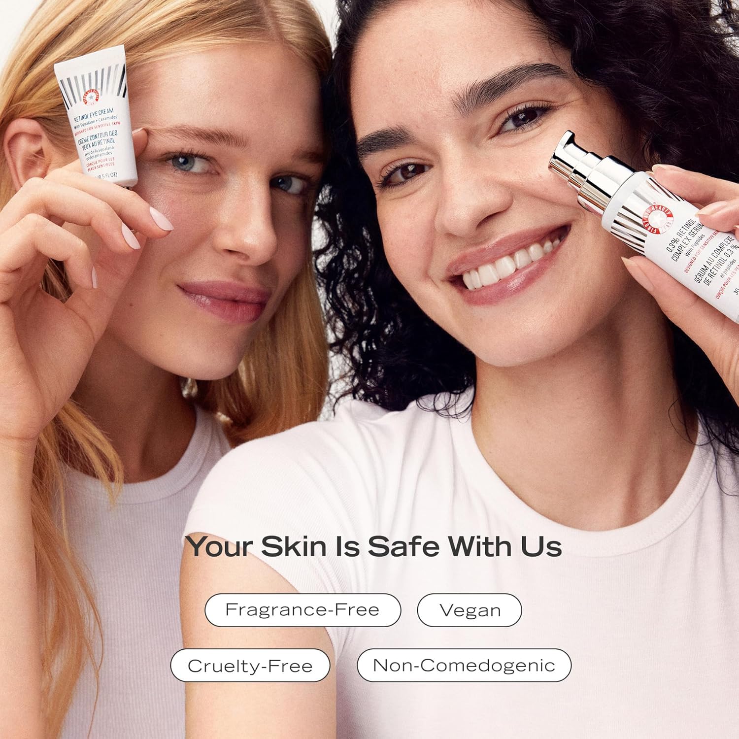 Effet potentiel sur l'éclat et la fermeté du visage, sérum First Aid Beauty.