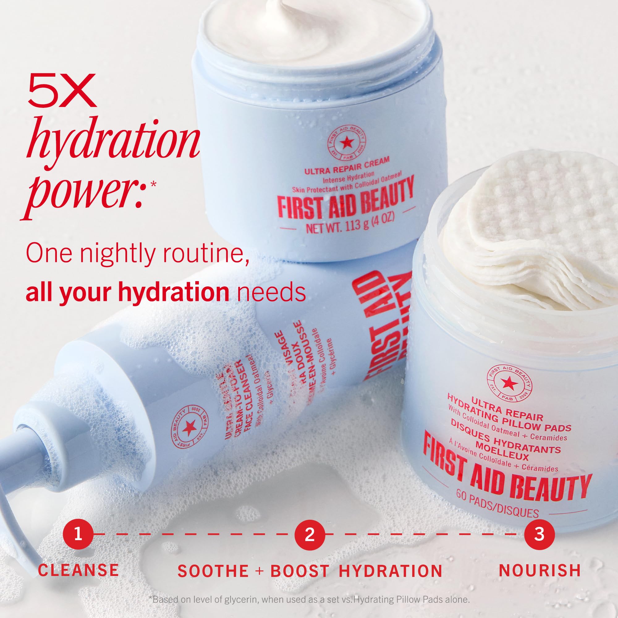 First Aid Beauty soin visage pour peaux sensibles et peau hydratée.