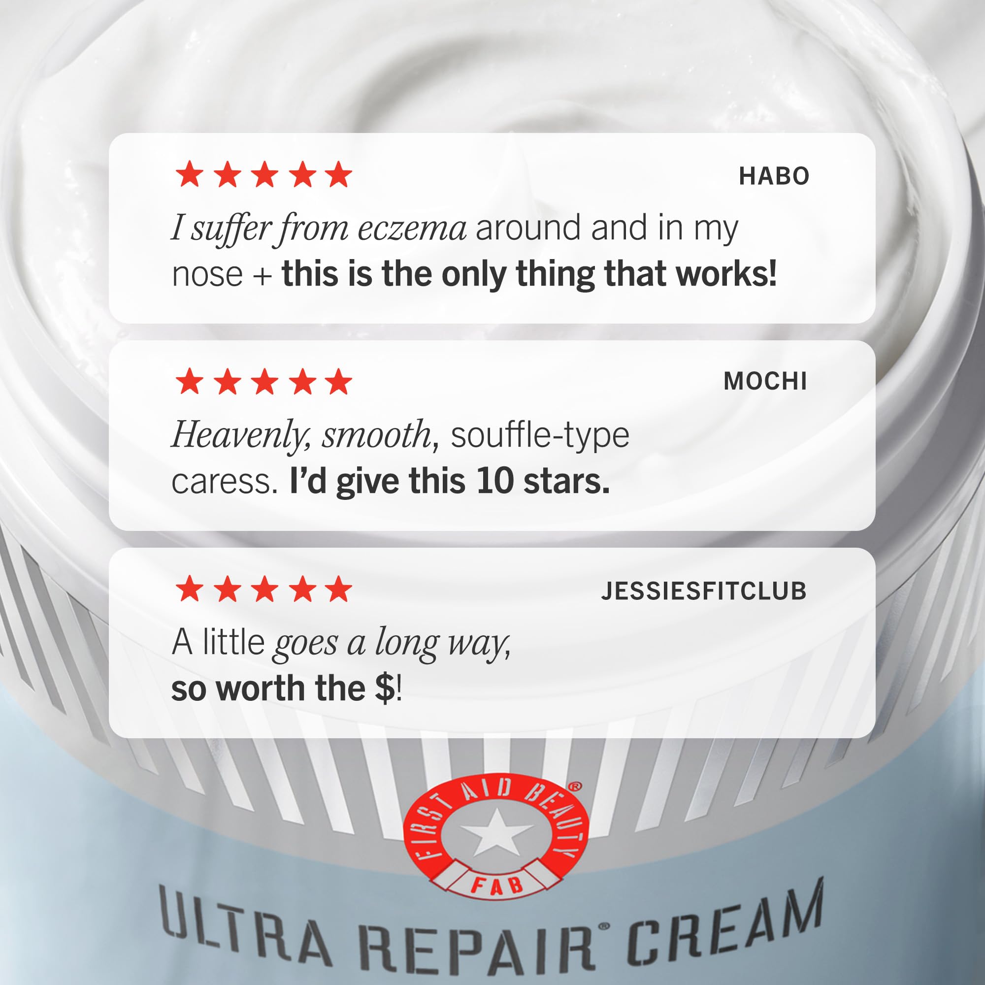 Sans alcool, Ultra Repair convient aux peaux sensibles