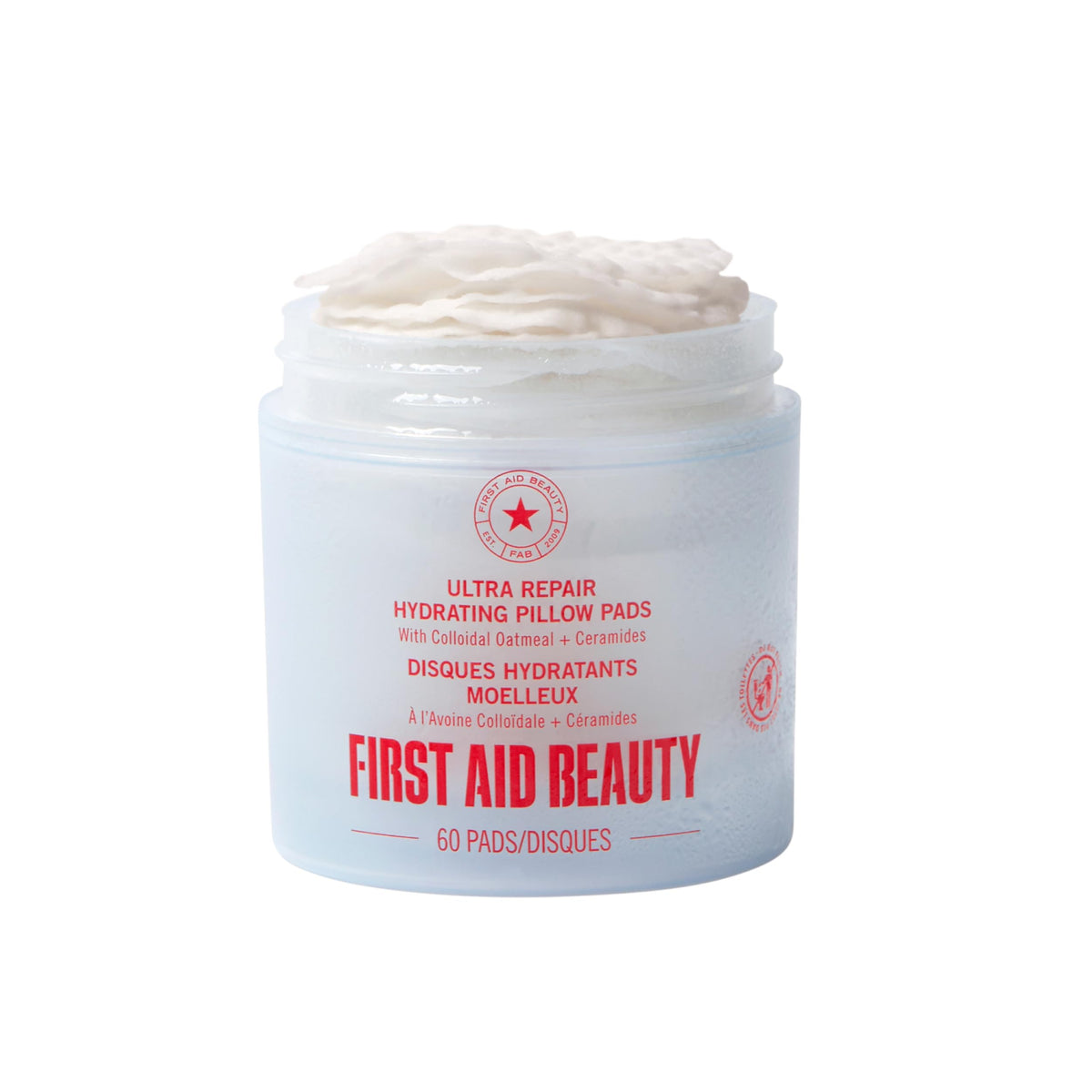 First Aid Beauty Ultra Repair Pillow Pad, tampon hydratant pour visage apaisant les peaux sèches.