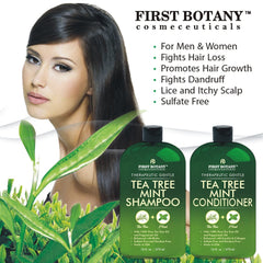 First Botany Après-Shampoing Arbre à Thé Menthe, flacon à usage facile.