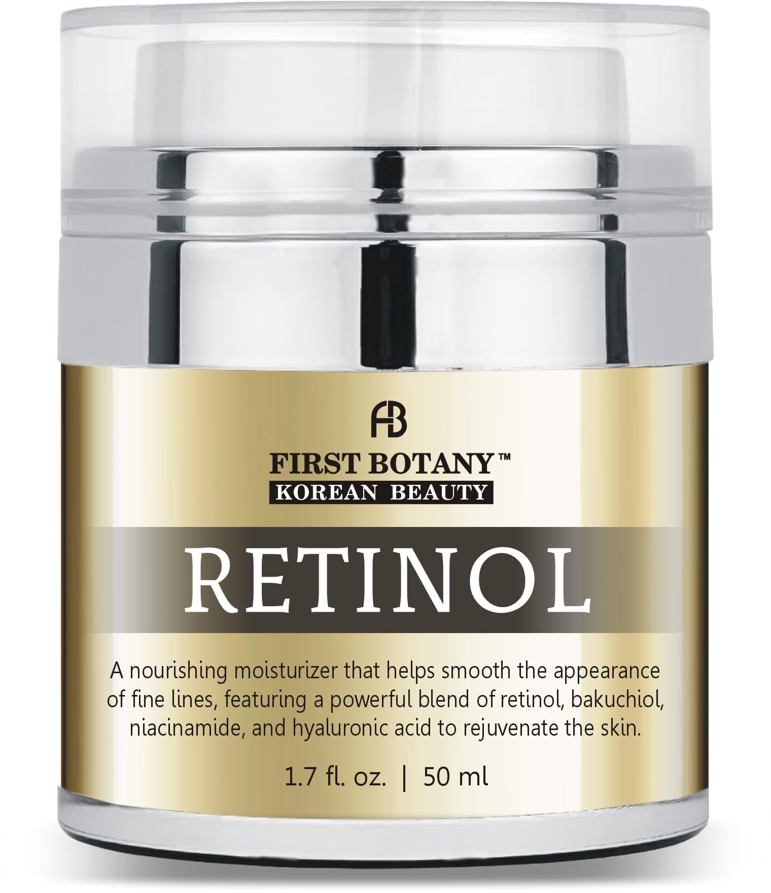 First Botany crème retinol visage-cou, hydratation et anti-âge douce.