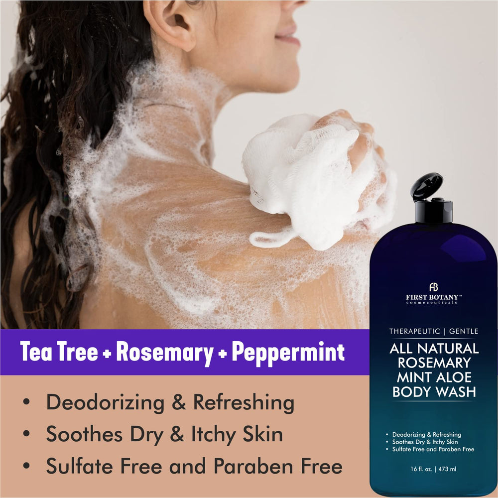 First Botany – pompe douche menthe romarin pour une utilisation rapide et pratique.