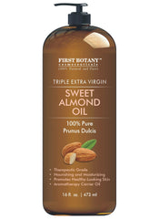 First Botany huile d'amande douce, bouteille-pompe 16oz pour soin visage et cheveux