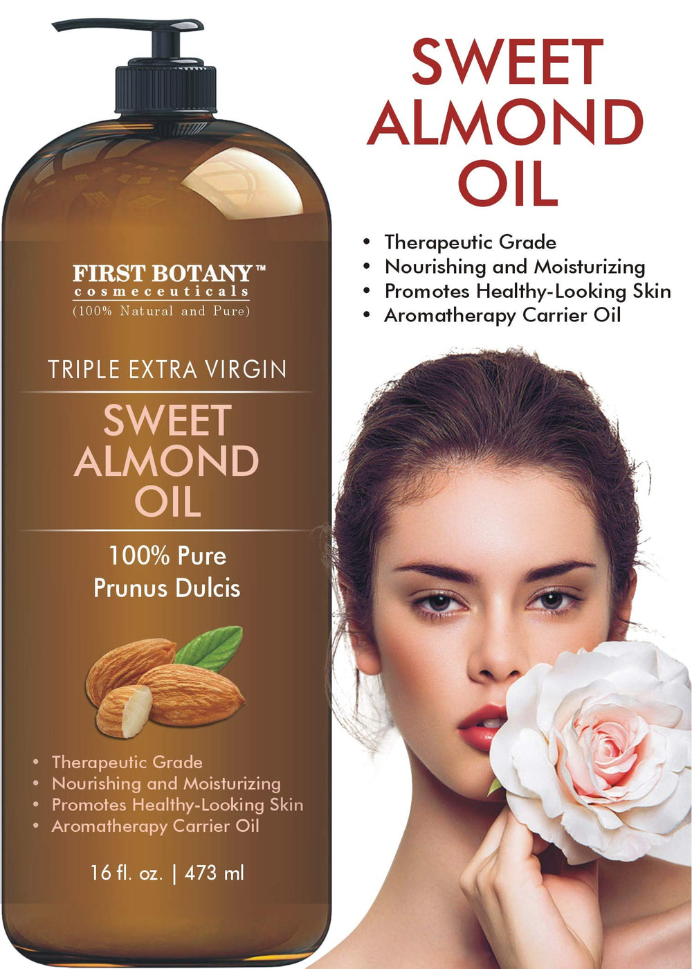 First Botany huile d'amande douce, routine beauté polyvalente et naturelle