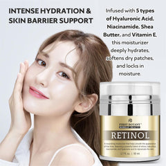 First Botany hyaluronate de sodium et hydrolysat d'acide hyaluronique visage, hydratation durable.