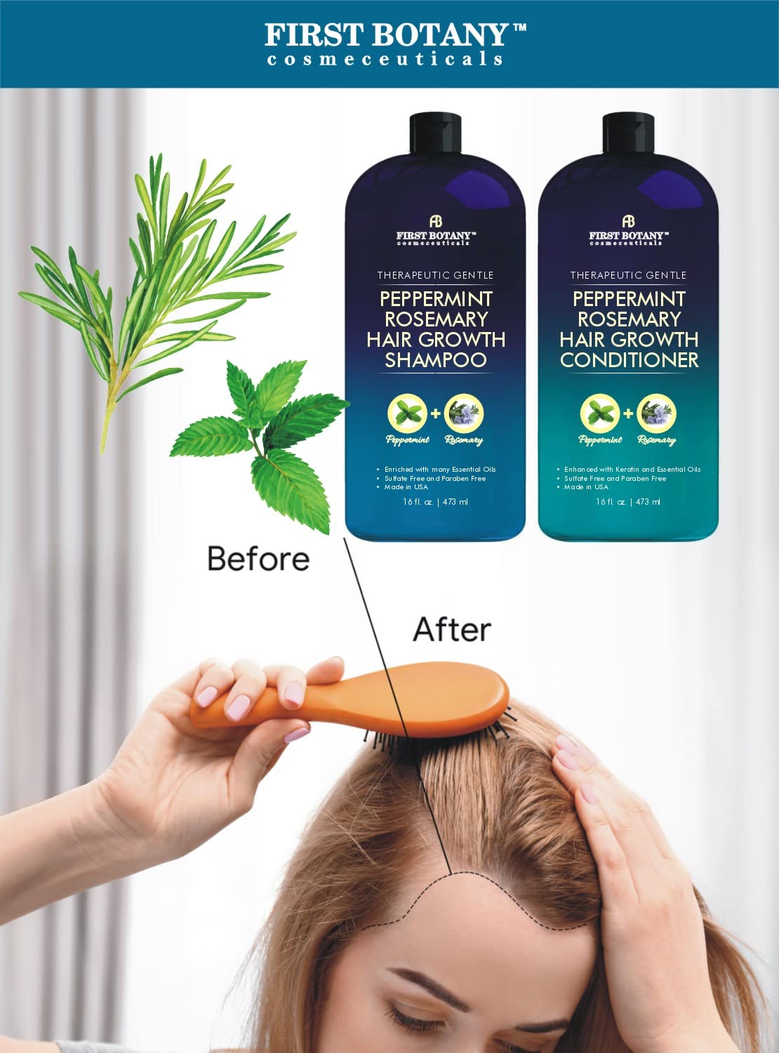First Botany shampoing detoxifiant menthe poivrée pour cuir chevelu sain et revitalisé.