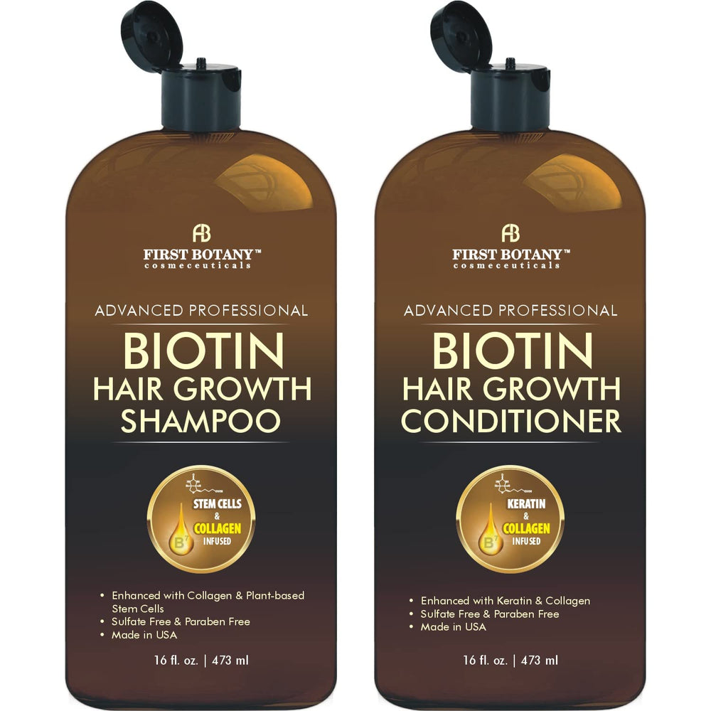 Shampooing First Botany Biotine en flacon, douceur et fortification des cheveux.