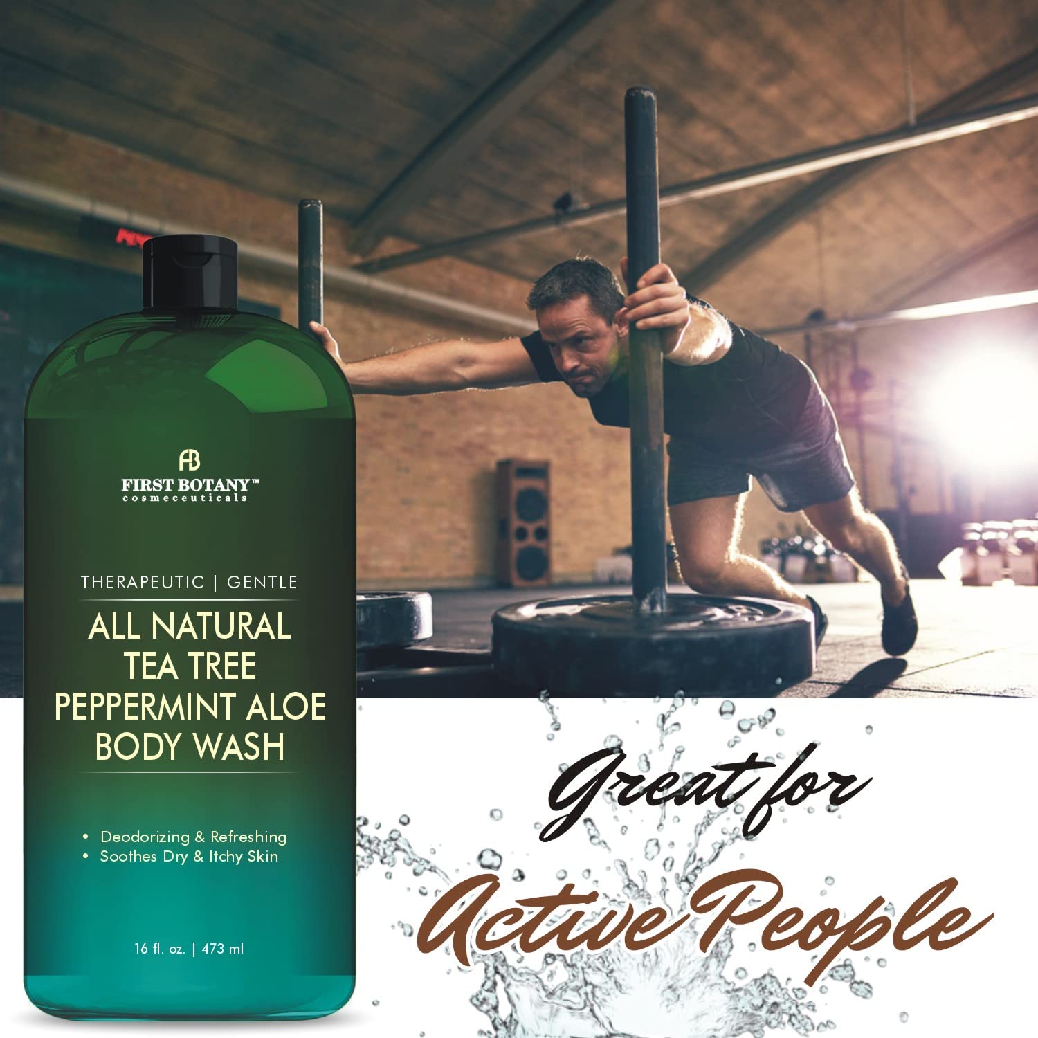 First Botany Tea Tree Mint Body Wash ingredients include tea tree, cranberry, and pomegranate oils
