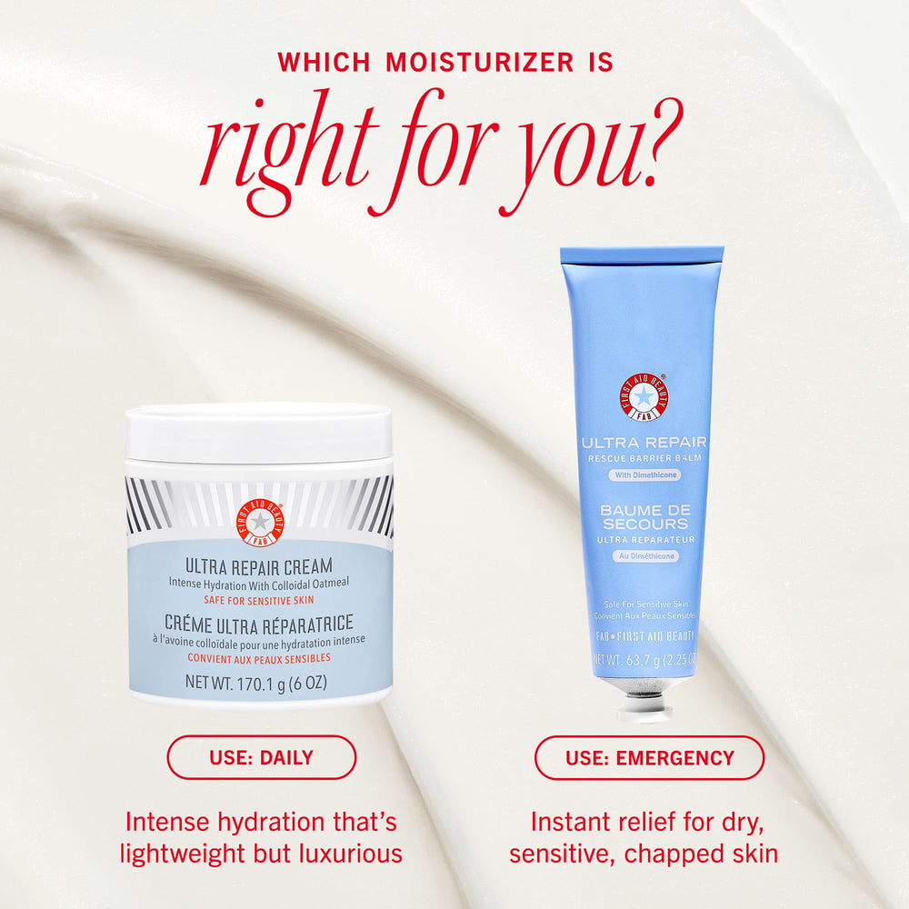 Crème hydratante tout-en-un First Aid Beauty Ultra Repair Cream pour visage et corps.