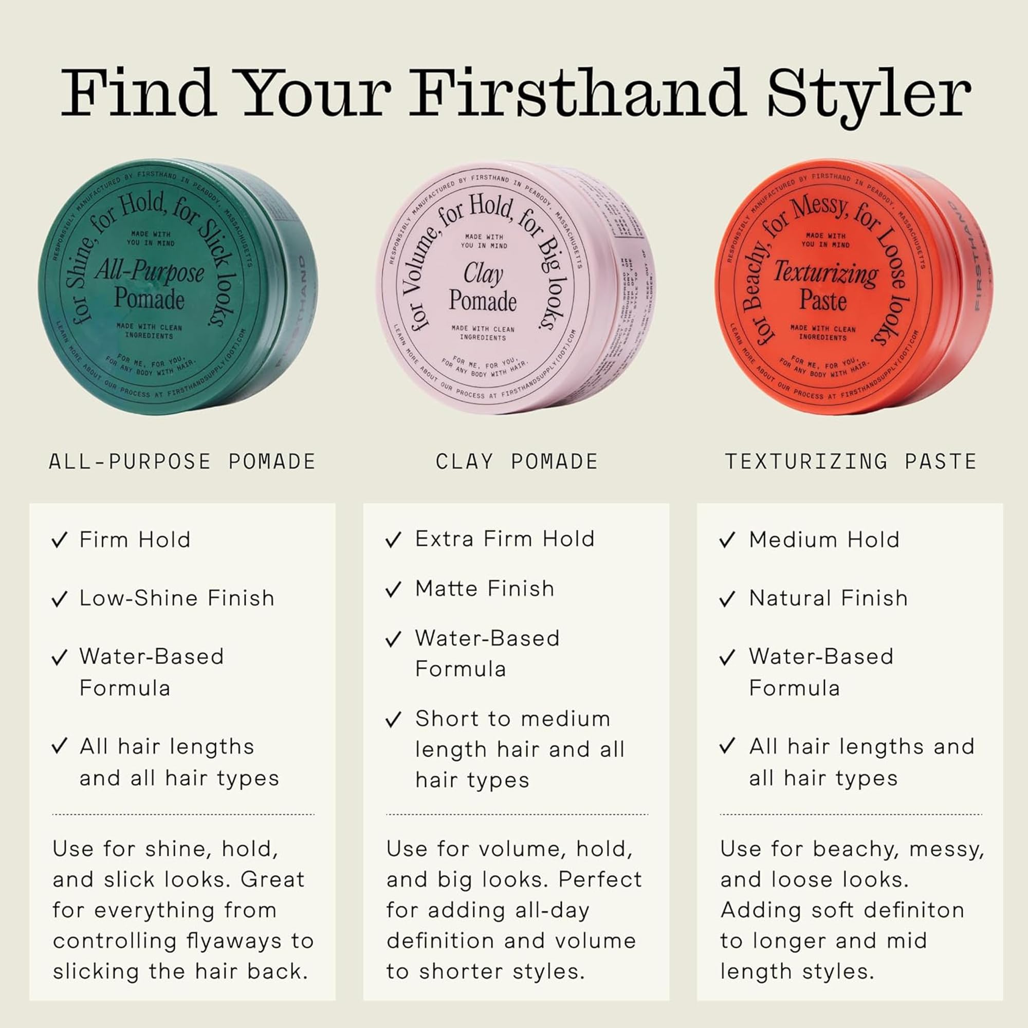 Cheveux courts à moyens coiffés avec la pomade Firsthand