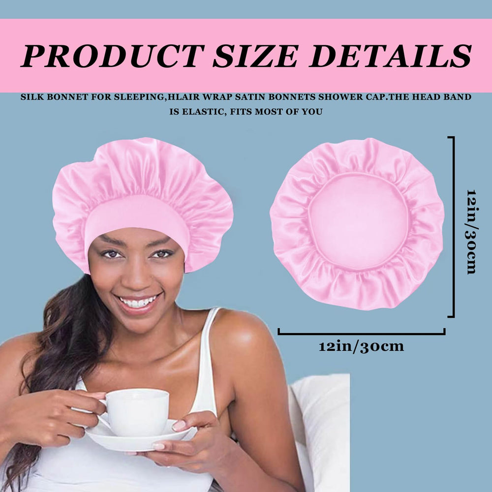 Firstpella bonnet satin bleu pour dormir, réduit les frottements et protège les boucles.