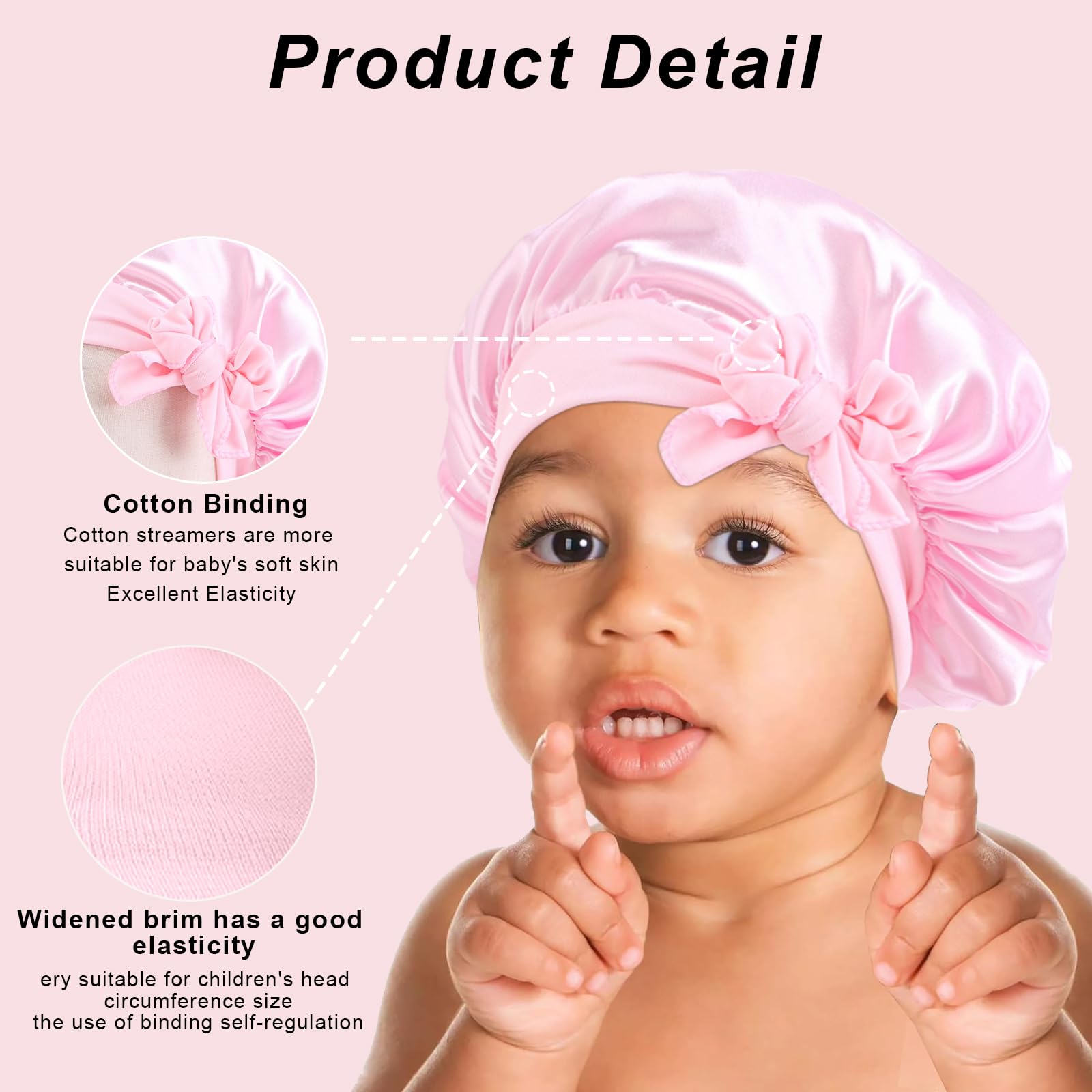 FIRSTPELLA bonnet satin enfant noir pour dodo, maintien élégant des coiffures.