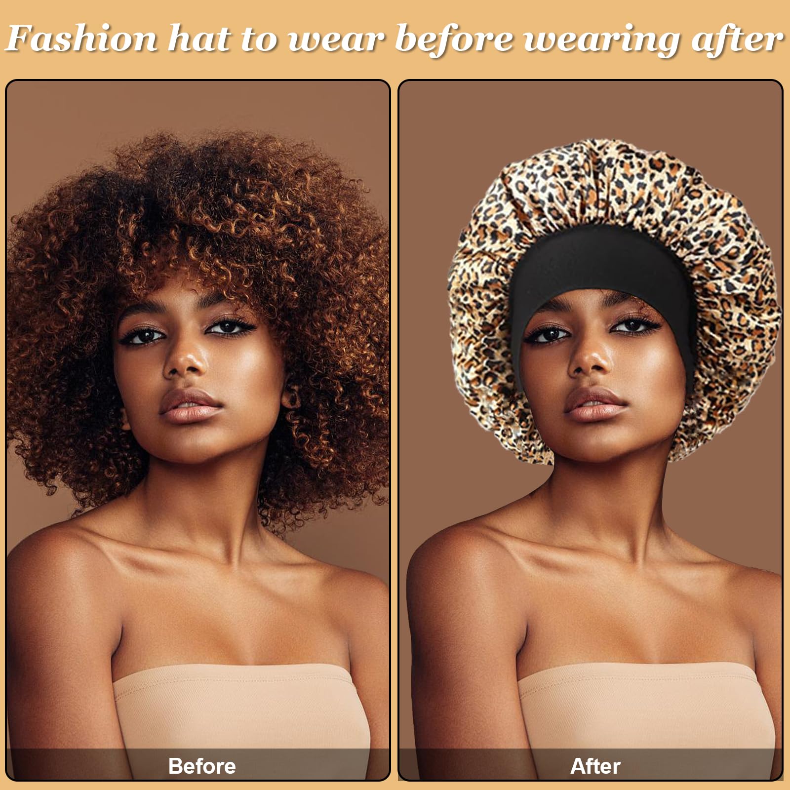 FIRSTPELLA bonnet soie imprimé léopard, style tendance et protection des cheveux.