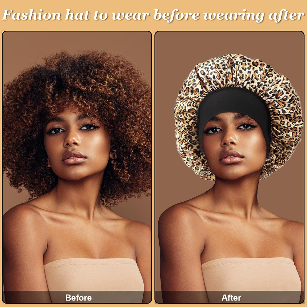 FIRSTPELLA bonnet soie imprimé léopard, style tendance et protection des cheveux.