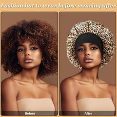 FIRSTPELLA bonnet soie imprimé léopard, style tendance et protection des cheveux.