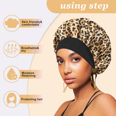 FIRSTPELLA bonnet soie violet imprimé pour le sommeil et le soin des cheveux.