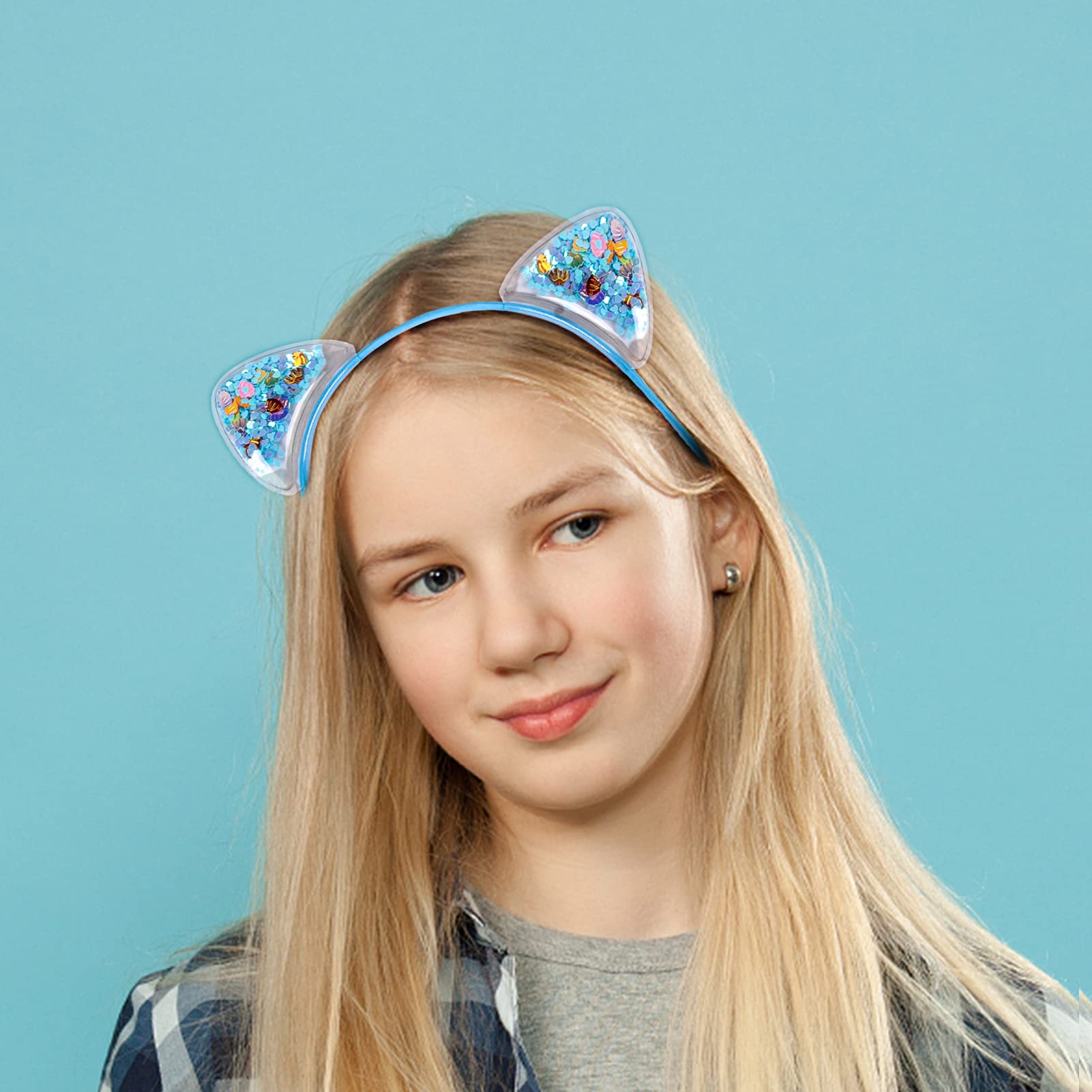 Fishdown bandeau oreilles-chat blanc avec coeurs et coquillages, look estival