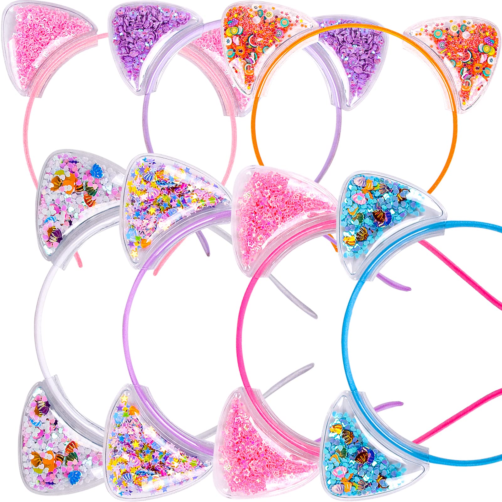 Fishdown bandeau oreilles-chat rose avec paillettes, idéal pour déguisements et fêtes