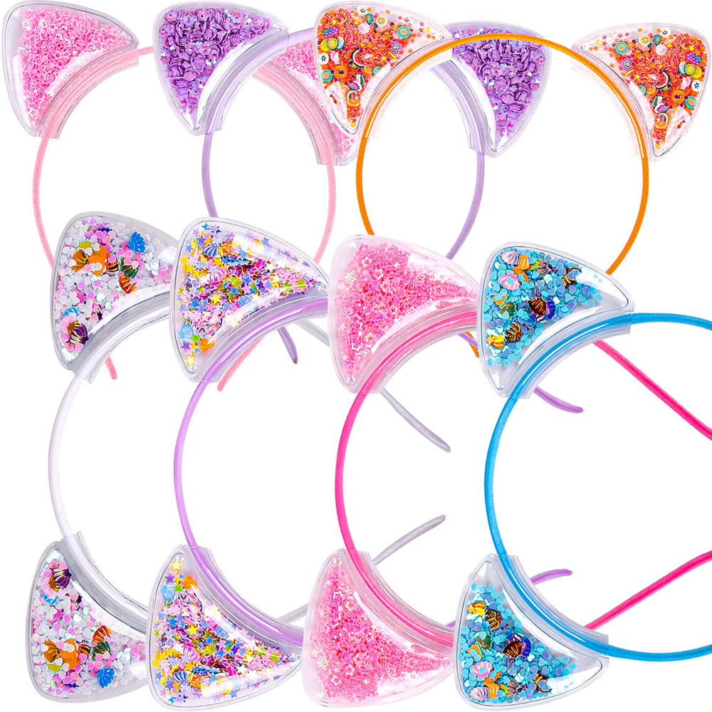 Fishdown bandeau oreilles-chat rose avec paillettes, idéal pour déguisements et fêtes