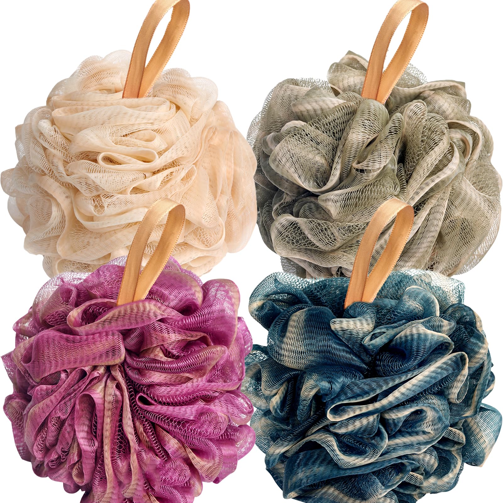 Fishent éponge-bain Louffa ensemble 4-pack prête pour une douche pratique et polyvalente.