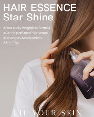 Application sur cheveux humides avec Star Shine Hair Essence, cheveux doux et soyeux.