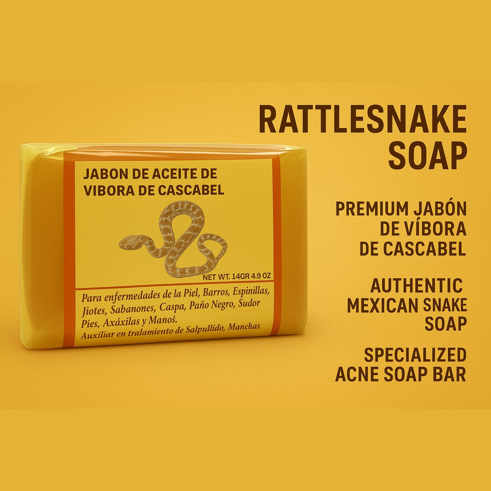 Five Brothers Products – Savon huile serpent cascabel, texture riche prête à mousser.