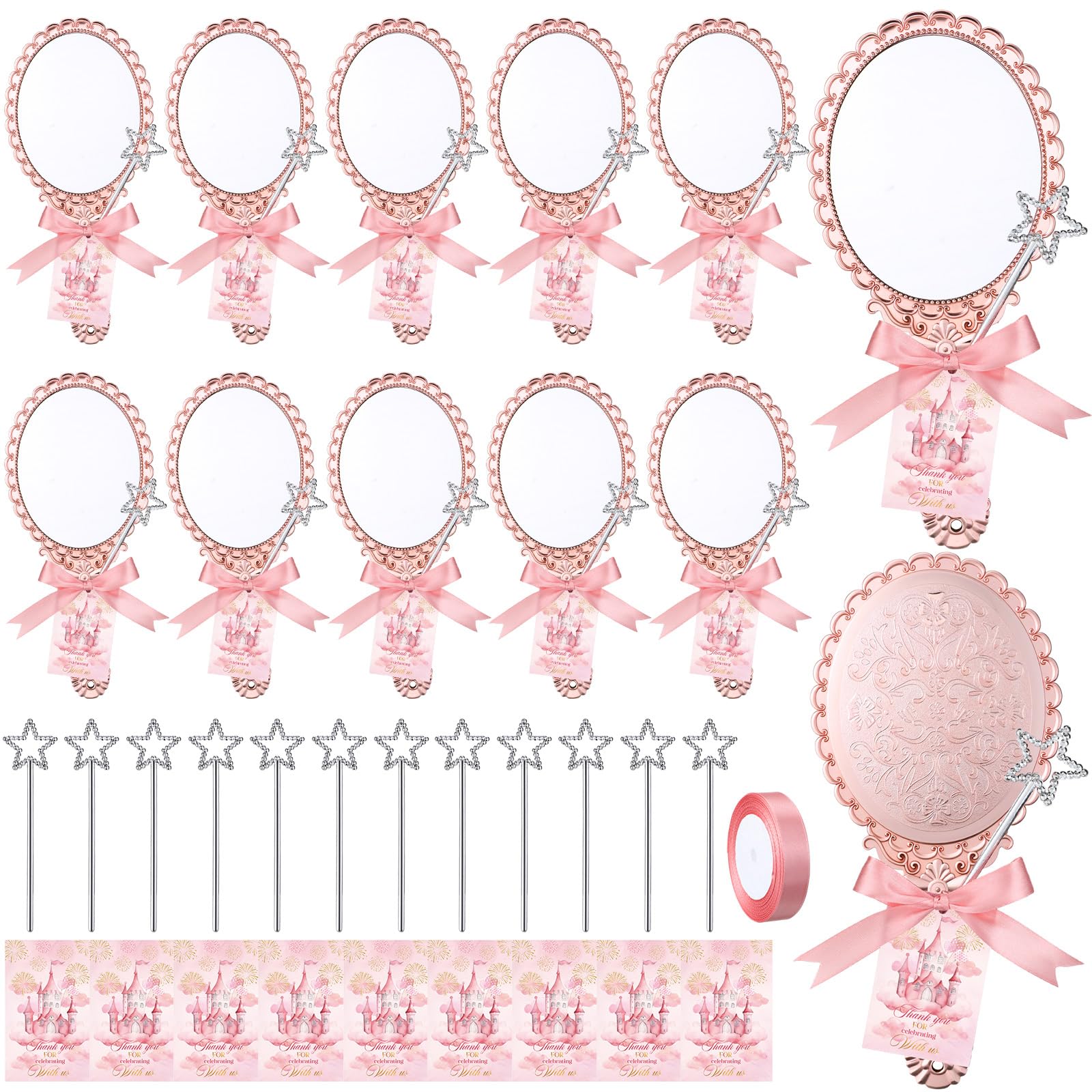 Miroir vintage Fiwochic de poche en rose gold, pratique pour retouches rapides