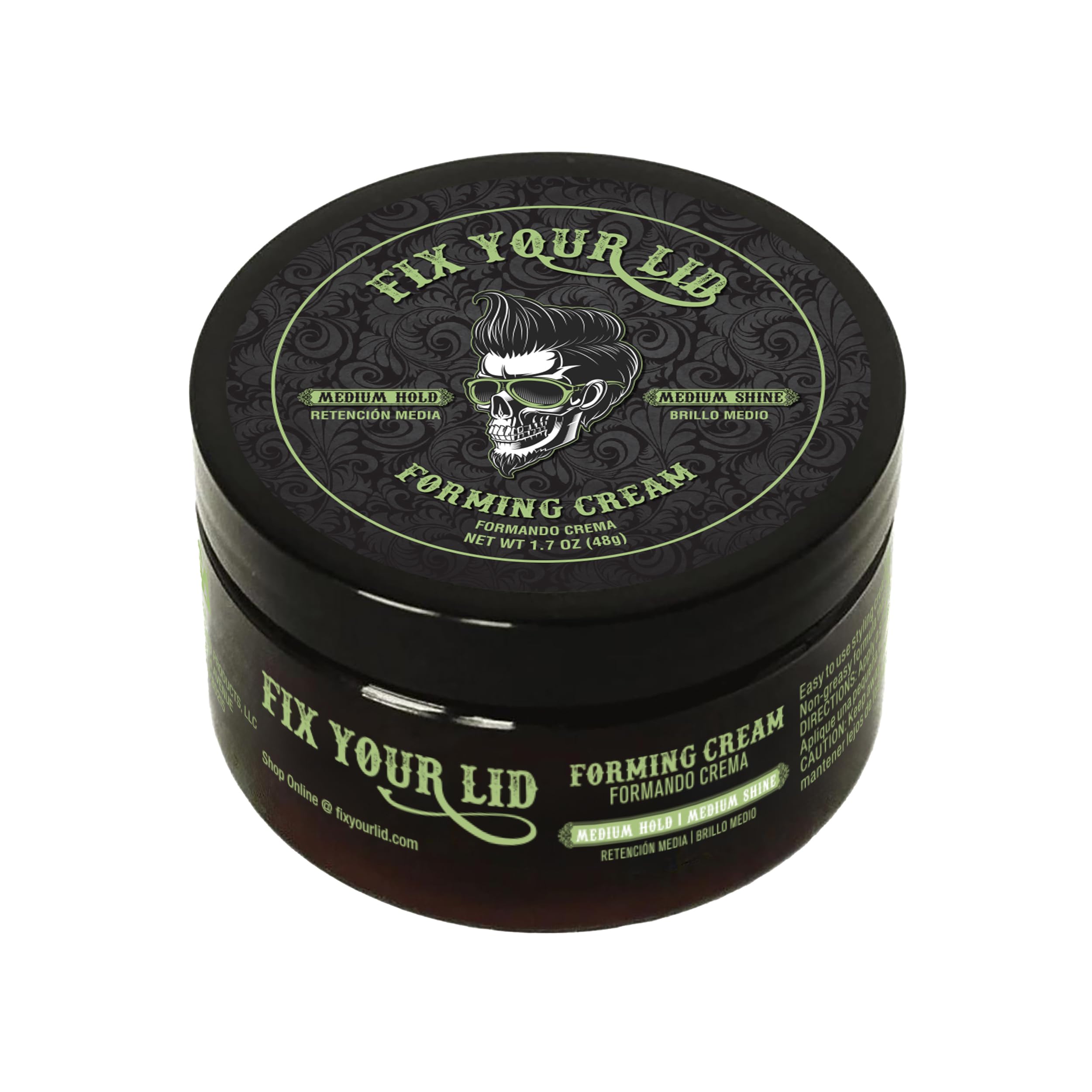 Fix Your Lid Crème Formante – bouteille: tenue naturelle et lavage facile.