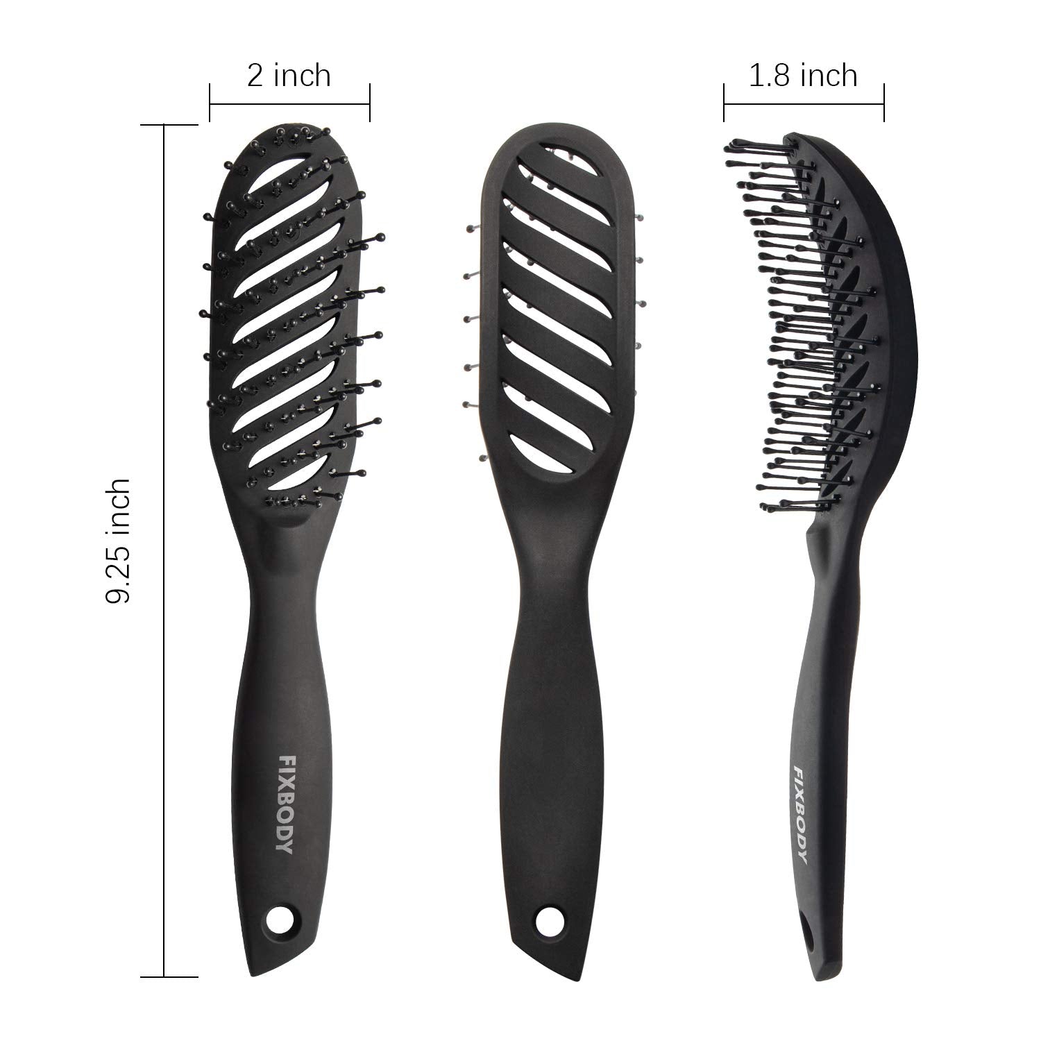 FIXBODY brosse ventilée suit les contours de la tête pour un coiffage précis.