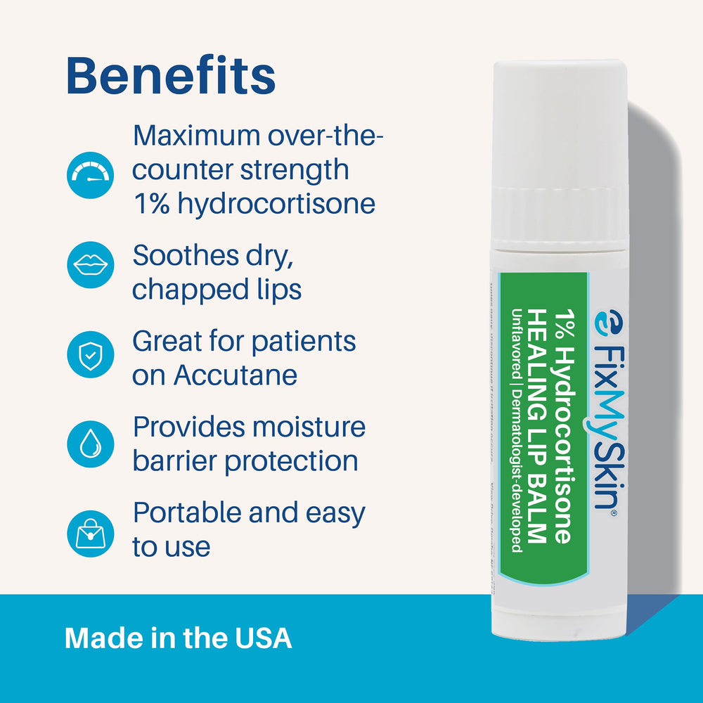 FixMySkin healing lip balm cap in action for quick relief.