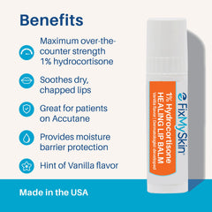 FixMySkin lèvres sèches et irritées protégées par le baume vanille.