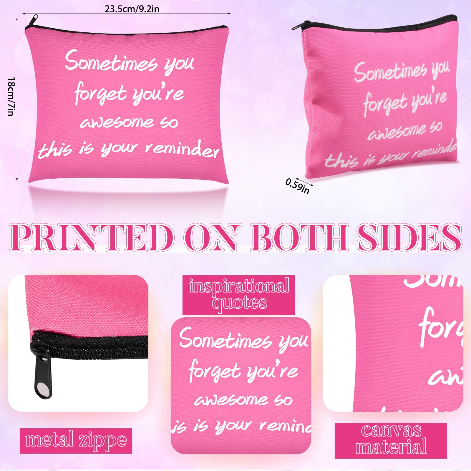 Sacs maquillage Fjoron ensemble varié avec motifs positifs pour le sac quotidien.