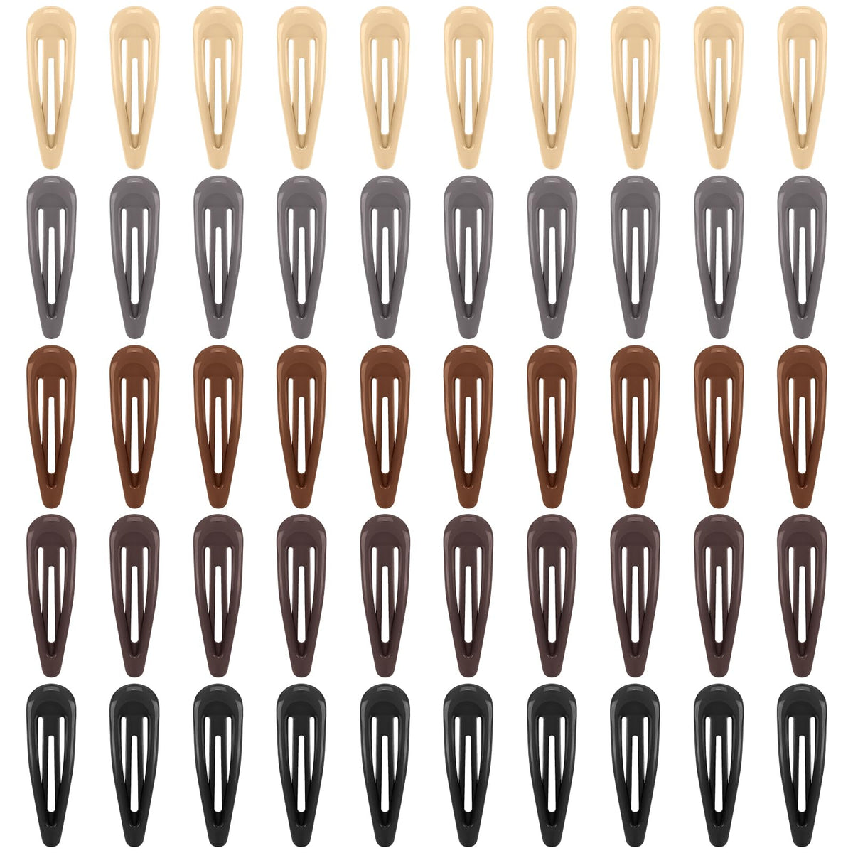 Pinces FLAREANN beige brillantes, maintien discret pour mèches et frange.