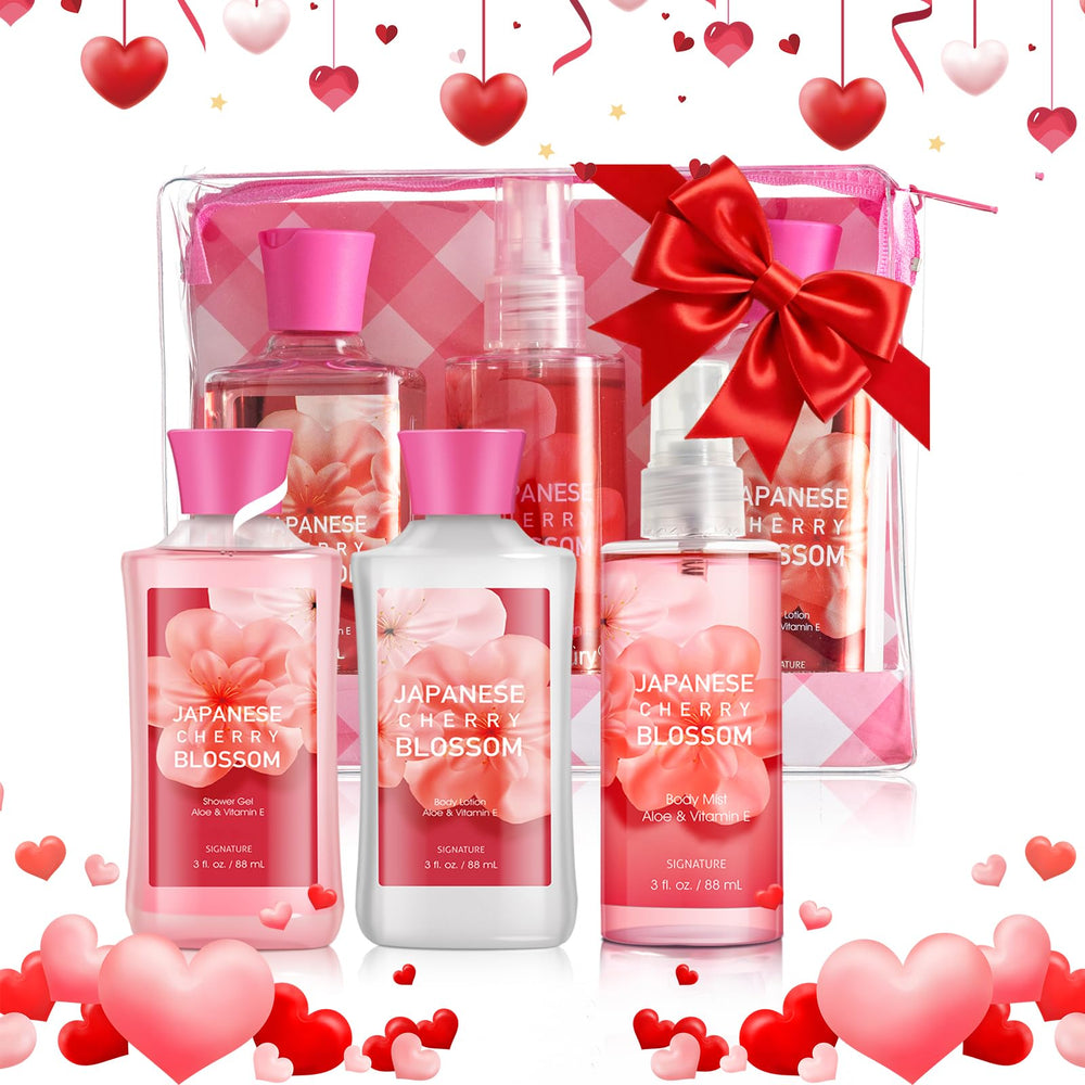 Ensemble fleur cerisier japonaise: lotion-corps nourrissante pour peau douce