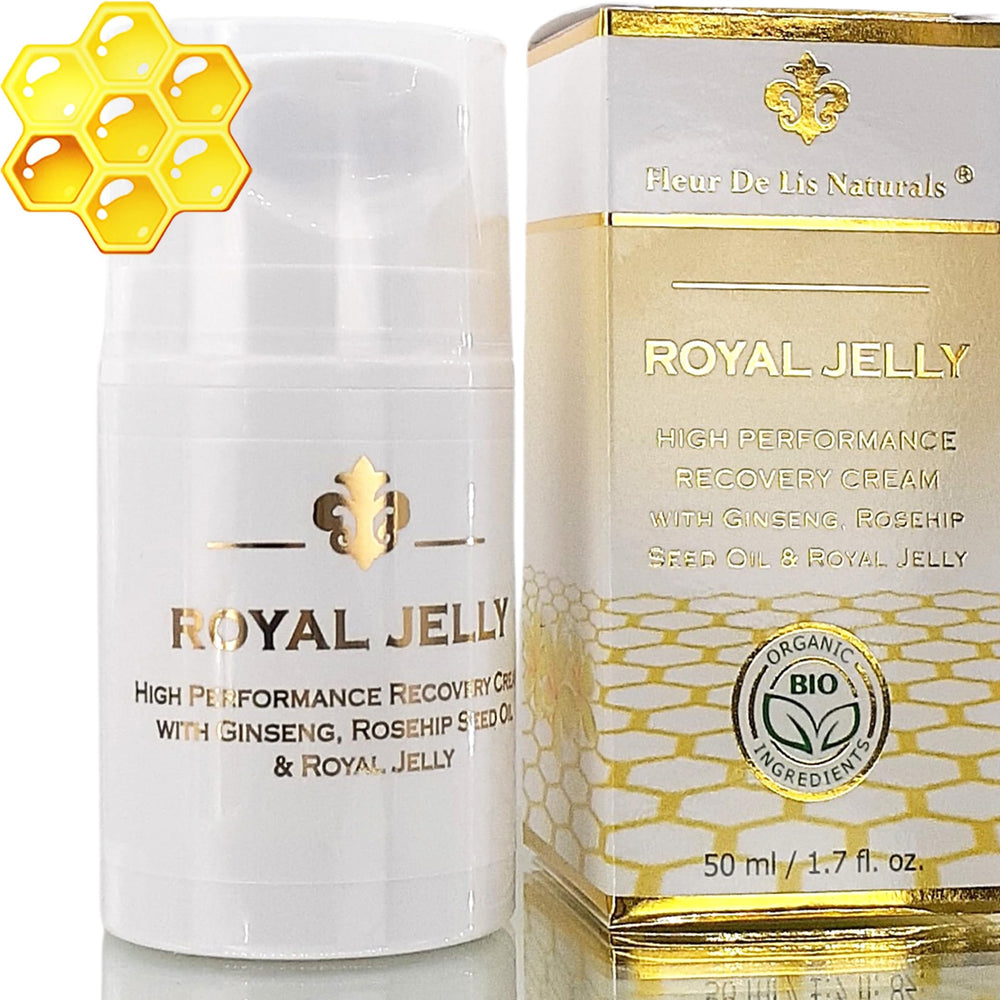 Crème visage anti-âge Fleur De Lis Naturals dans son pot pour peau lisse et hydratée.